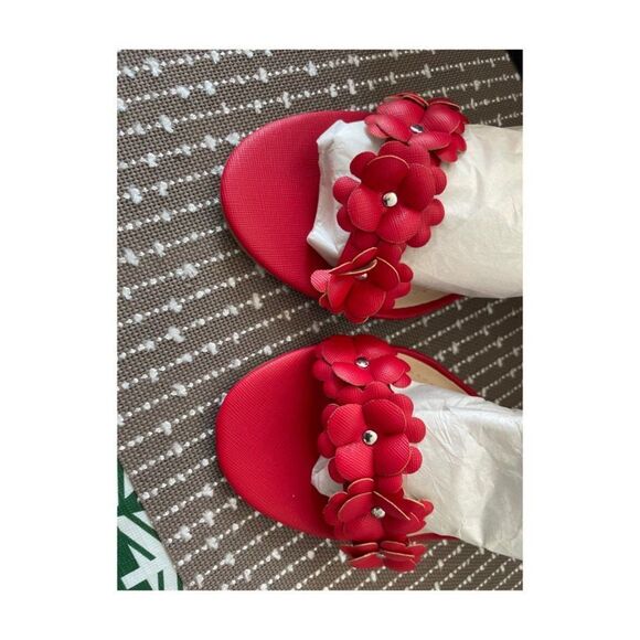 Anne Michelle Red Strappy Heels Pumps Open Toe Sz 8.5 - Picture 3 of 10